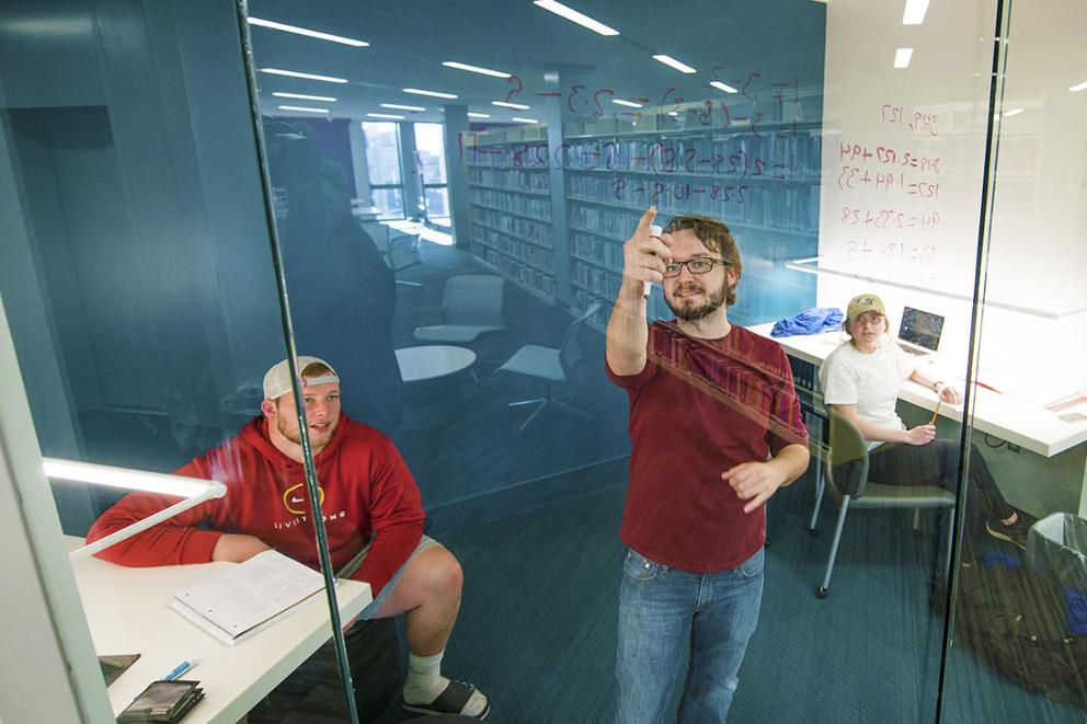 Student in library