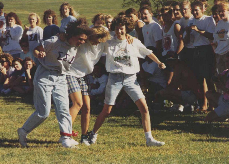 90s Sigma Sigma Sigma, three-legged race
