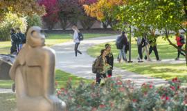 students walking on Oval