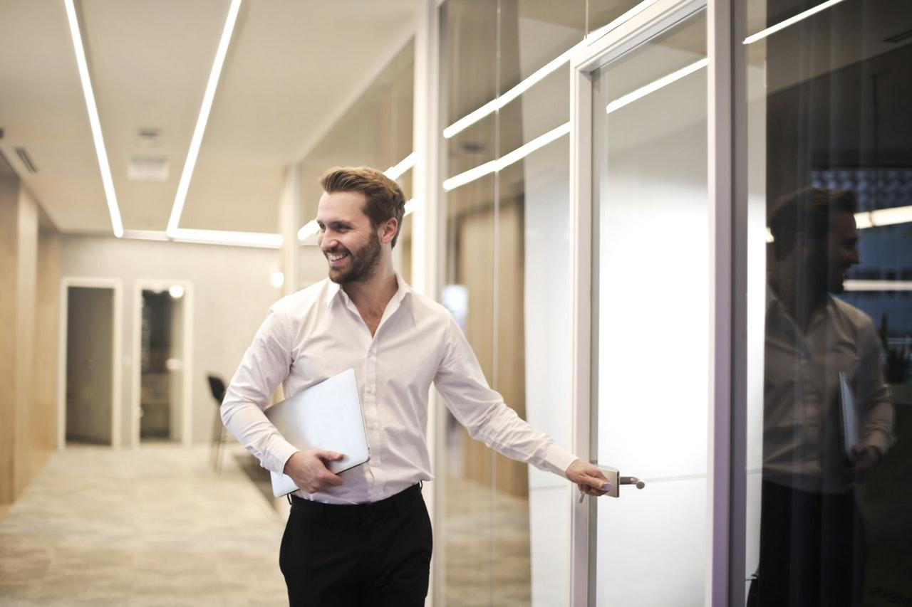 Office Professional Opening Door
