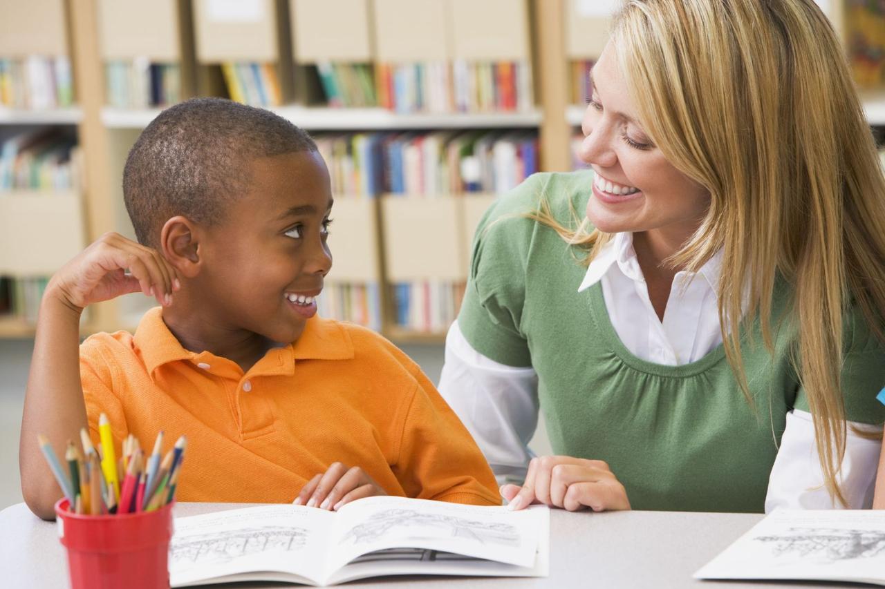 Elementary Student Reading with Teacher