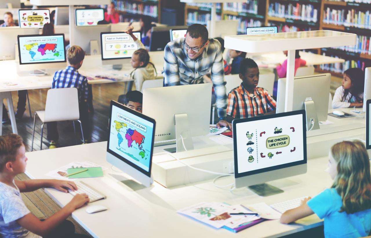 Teacher and Students in Computer Lab