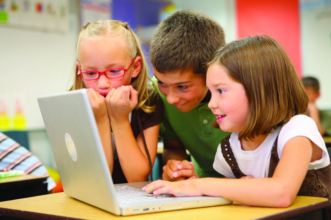 Three Students around Computer