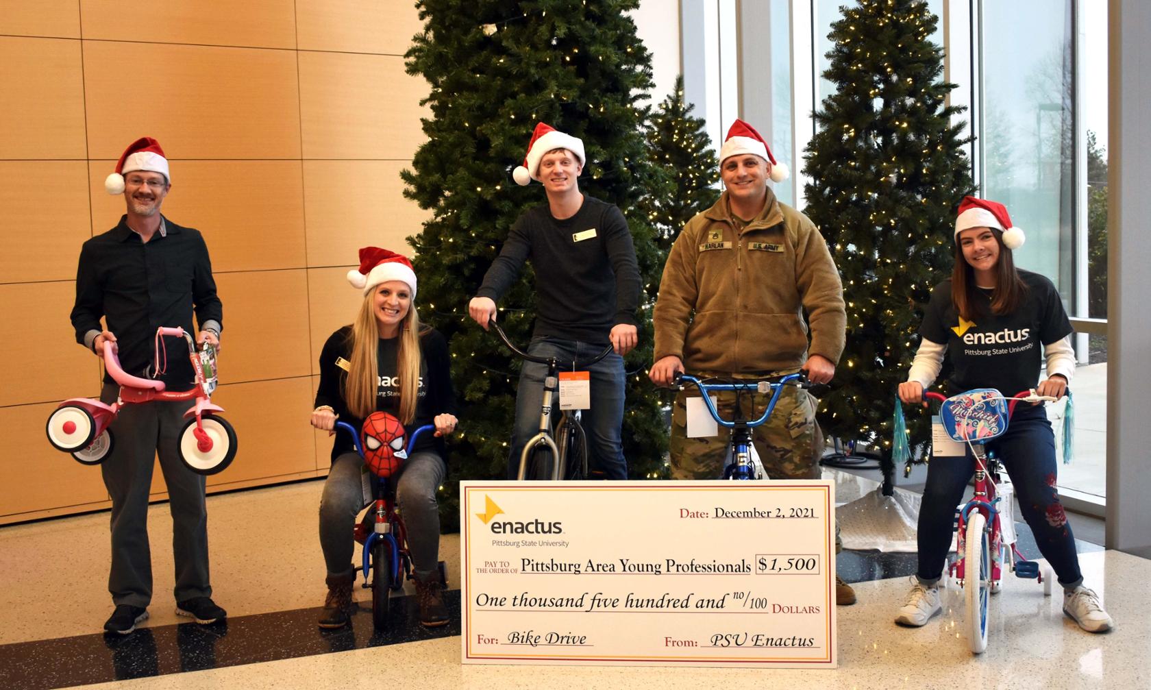 Students with bikes