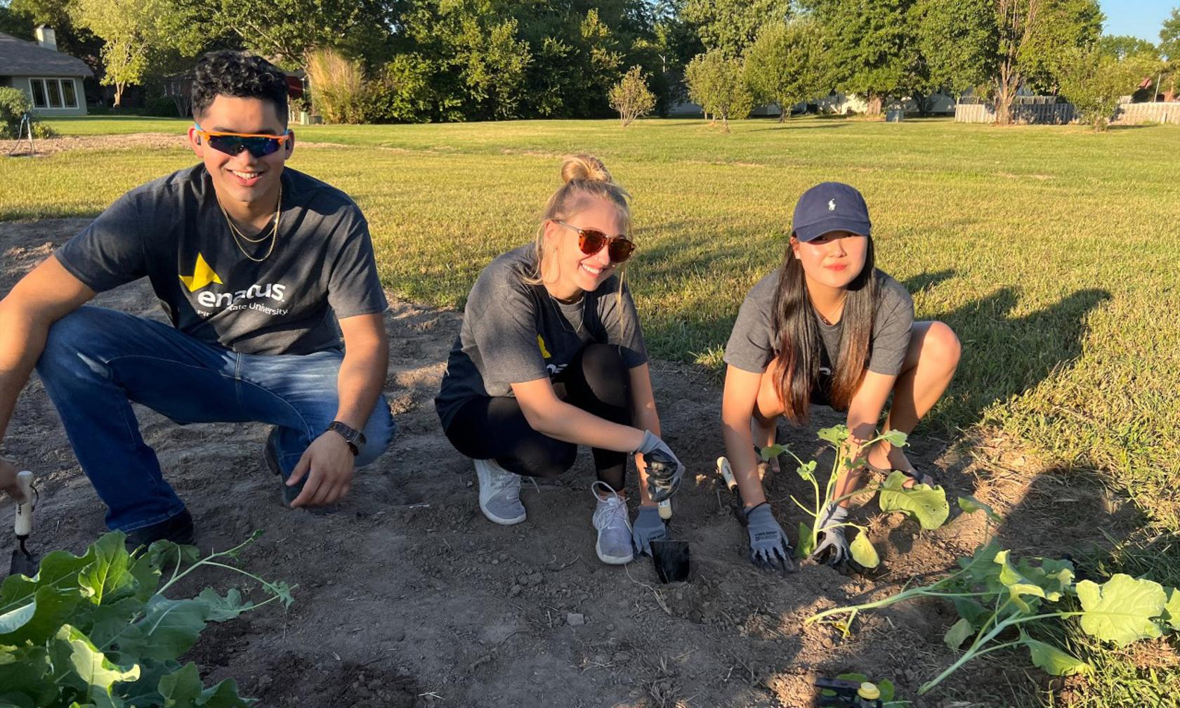 Community garden and students