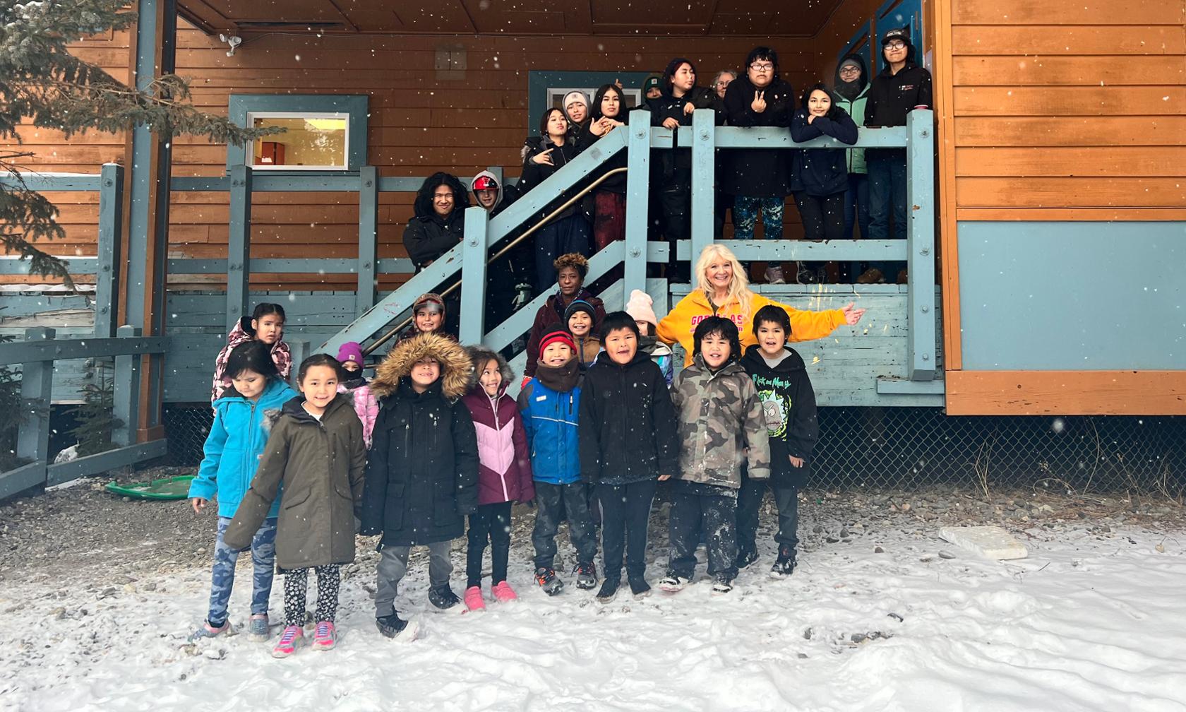 Teacher with students in Alaska