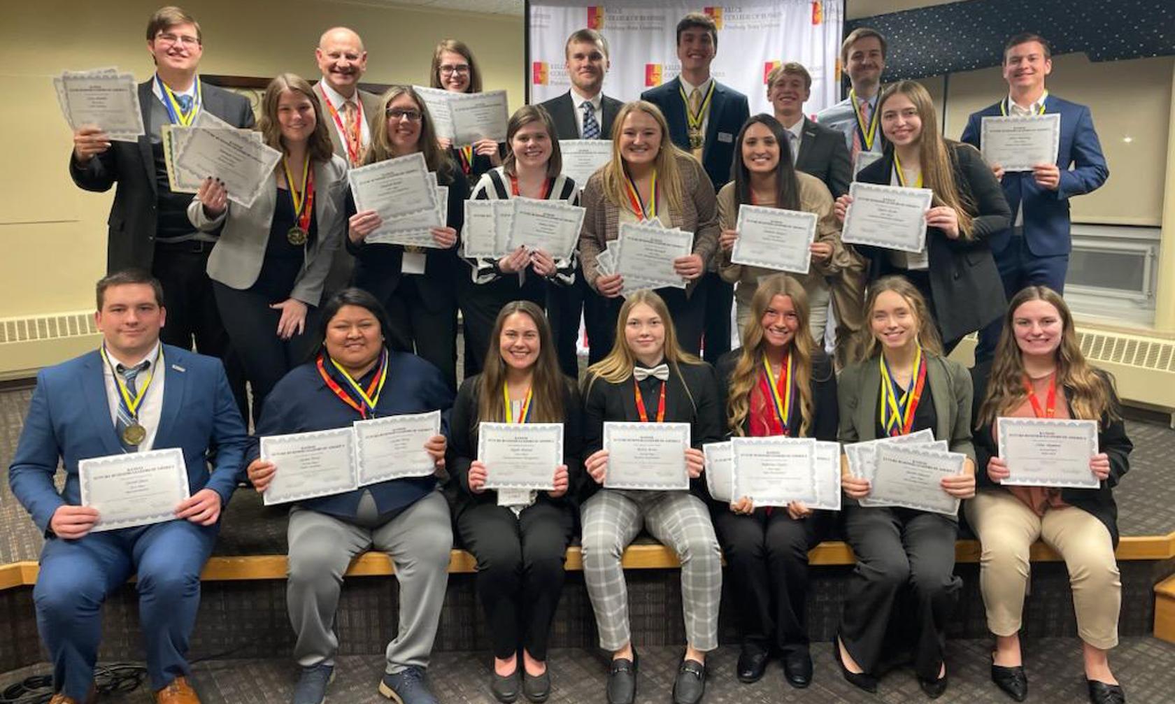 FBLA students with awards