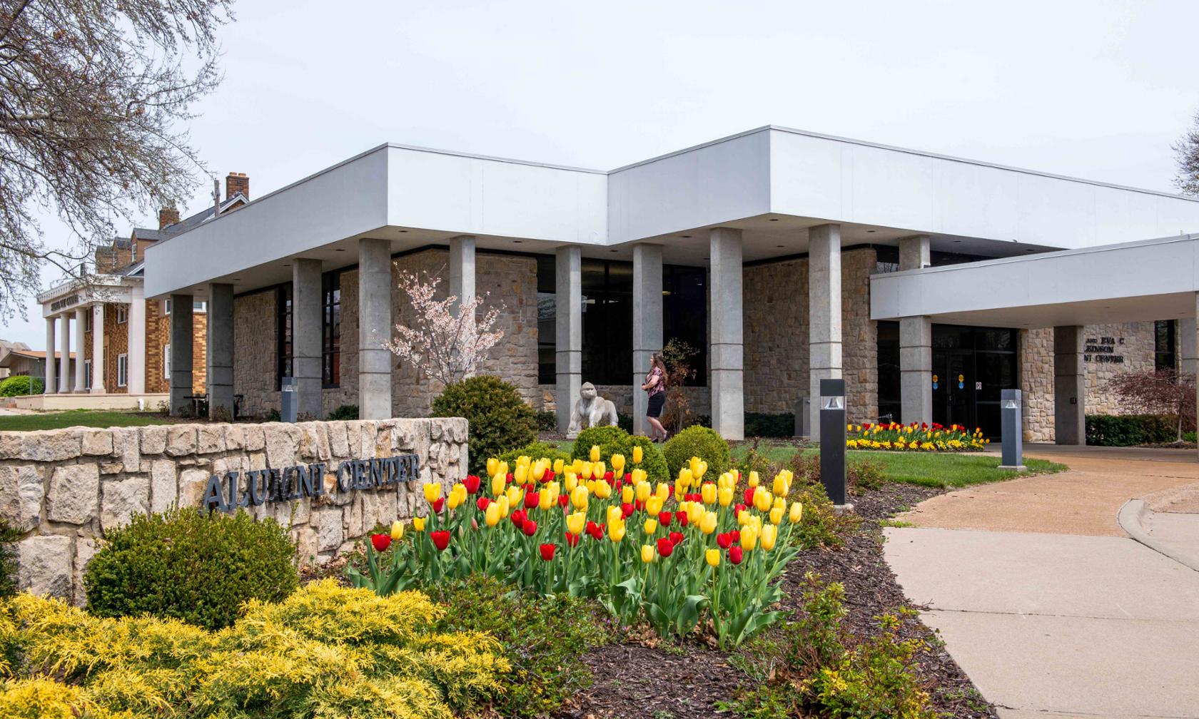 Alumni Center in spring