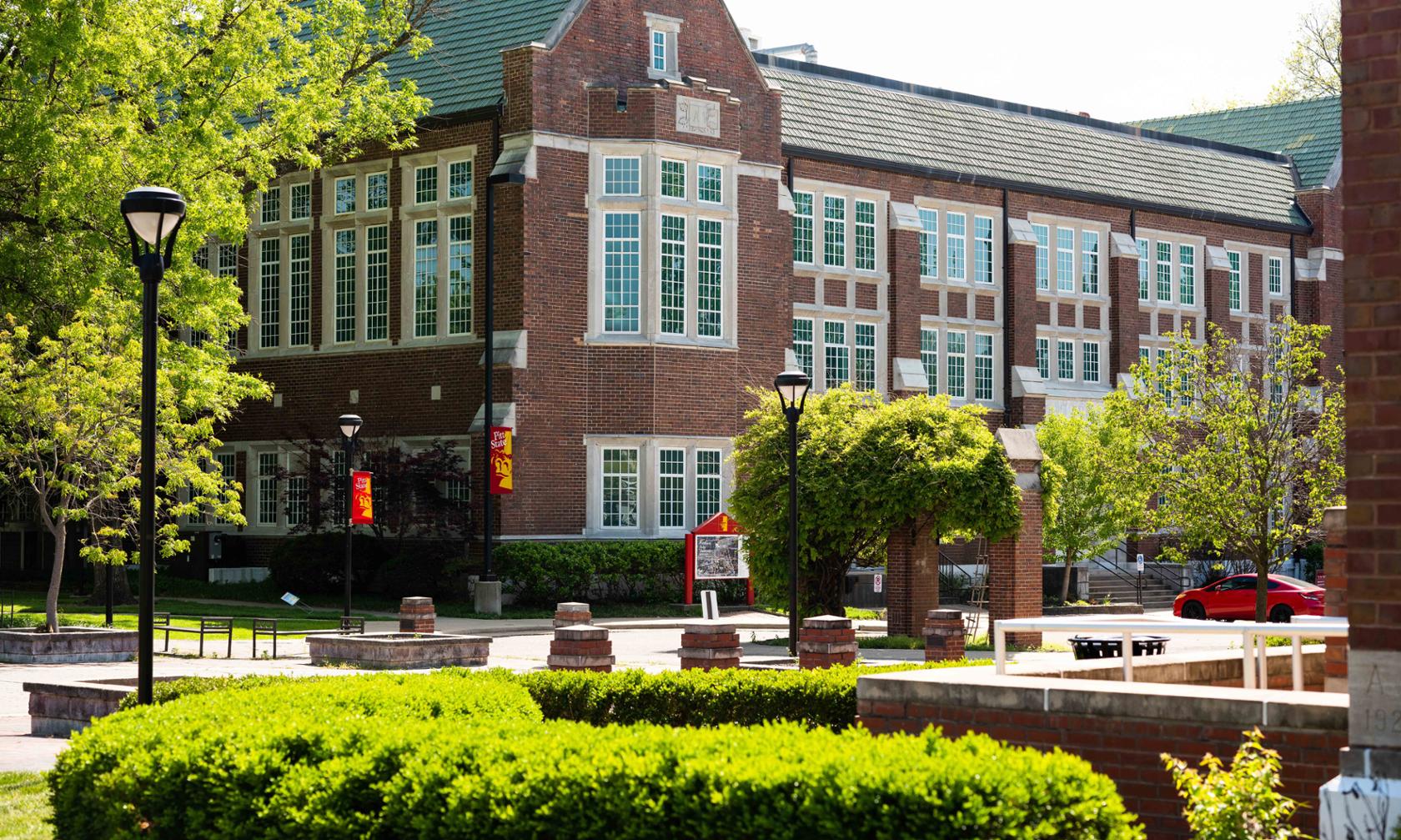 campus buildings in summer