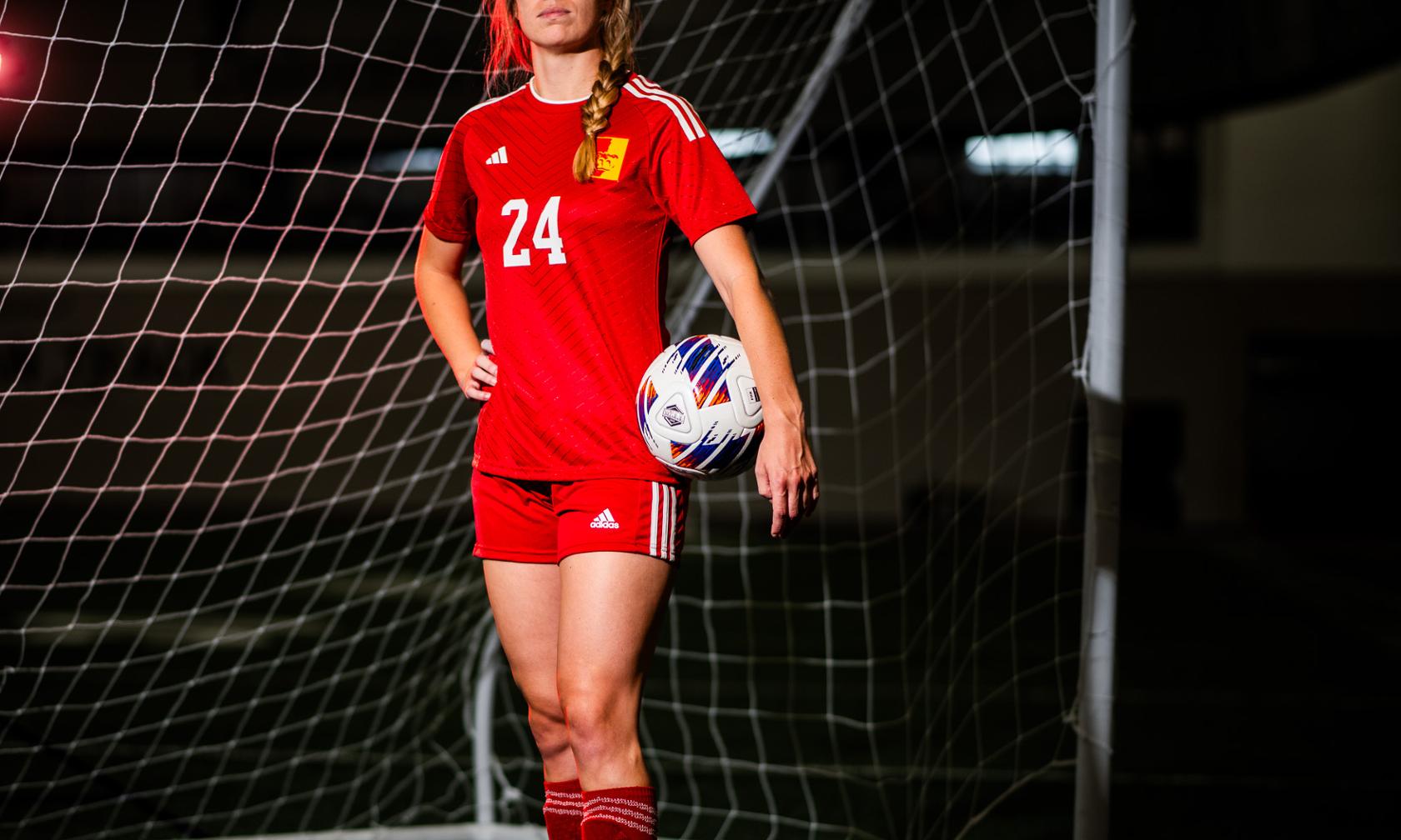 Soccer player with ball