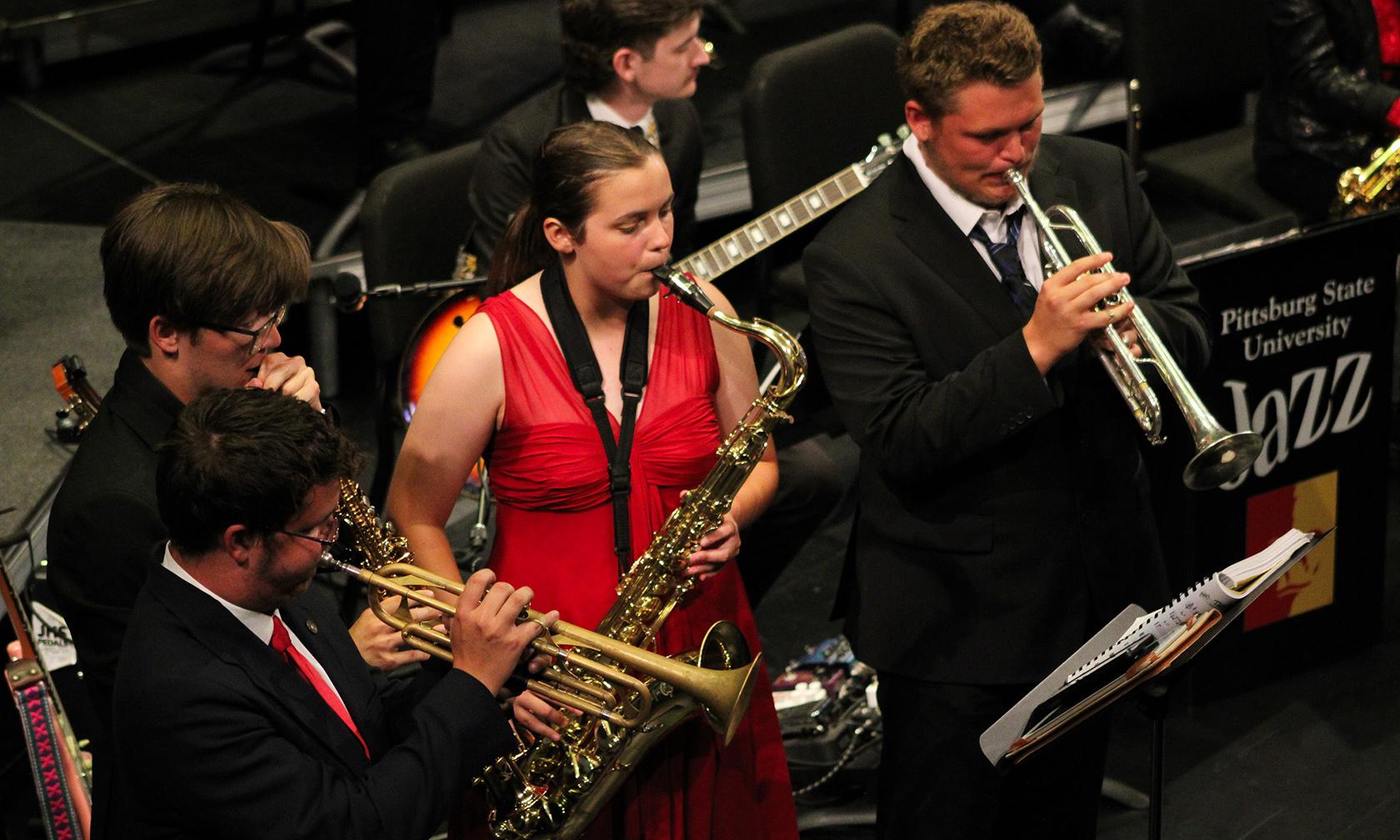 students playing instruments in jazz concert