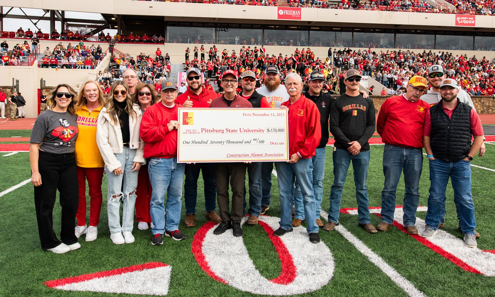 Construction scholarship check presentation