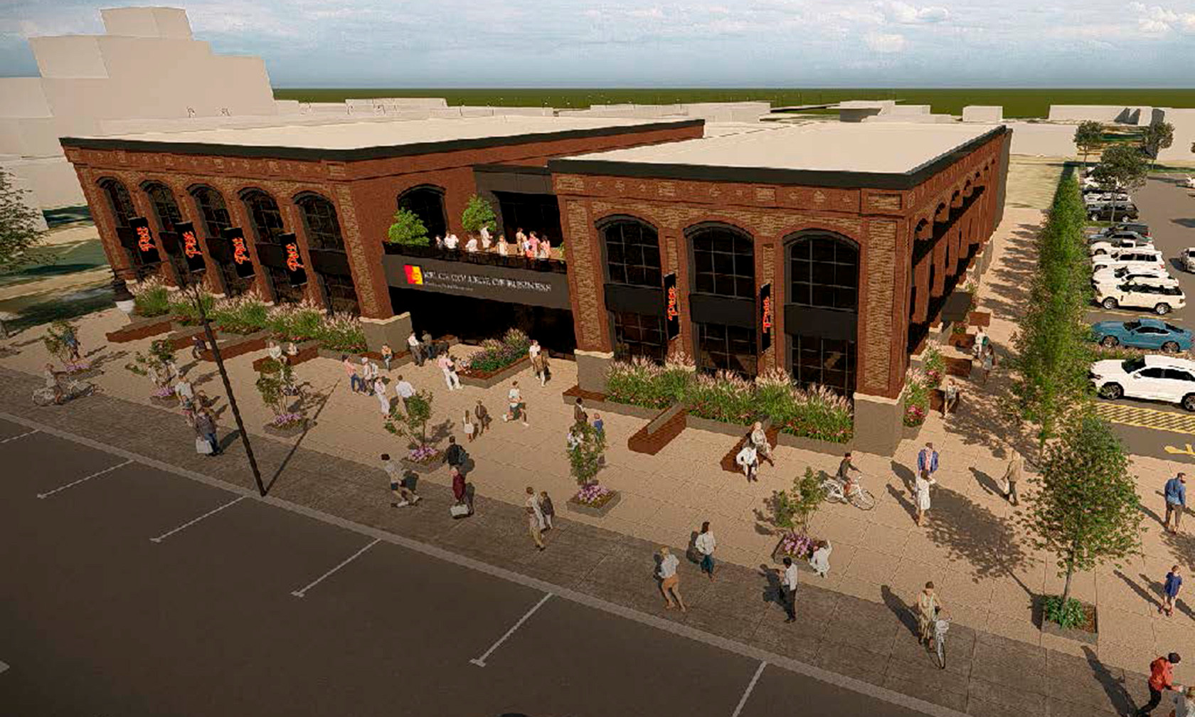 drawing of new Kelce College of Business downtown