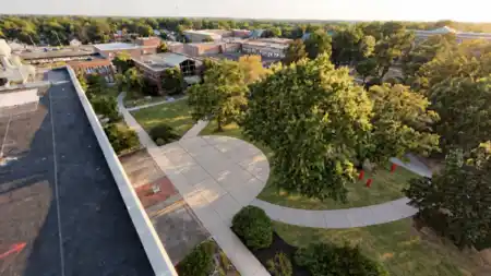 arial view of outdoor concrete stage