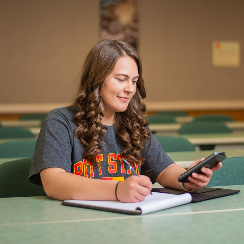 Accounting college students in business program at Pitt State