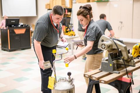 Technology major in safety course at Pitt State kansas technology center