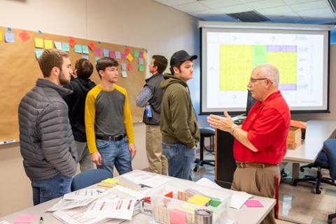 Technology major student in construction project management course at Pitt State