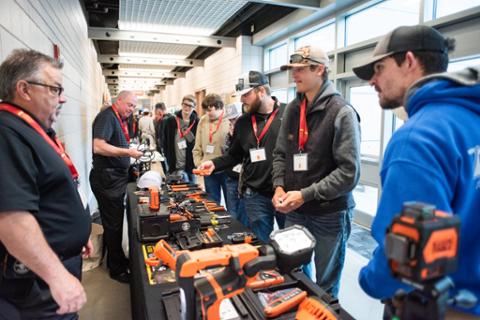 Technology students at construction conference at Pitt State University