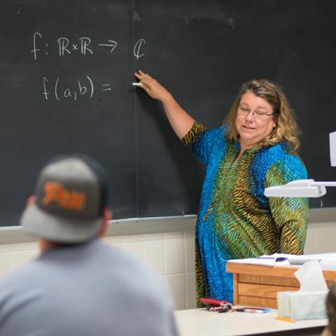 Professor teaches math class at Pitt State