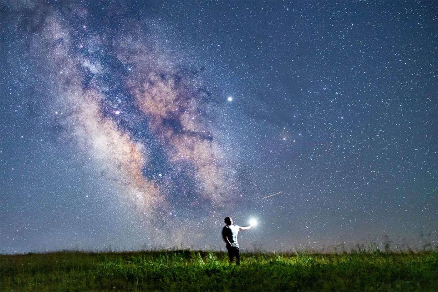 night sky with students