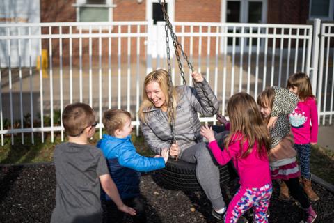 early childhood development majors teaching at Little Gorillas preschool