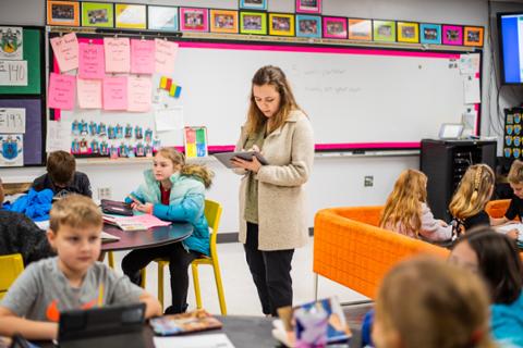 Pittsburg State student practices classroom management in Kansas public elementary classroom