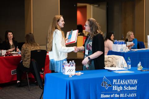 Pittsburg State University student attends career fair for elementary education