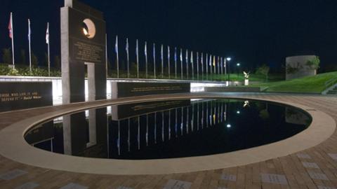 Veterans Memorial at night