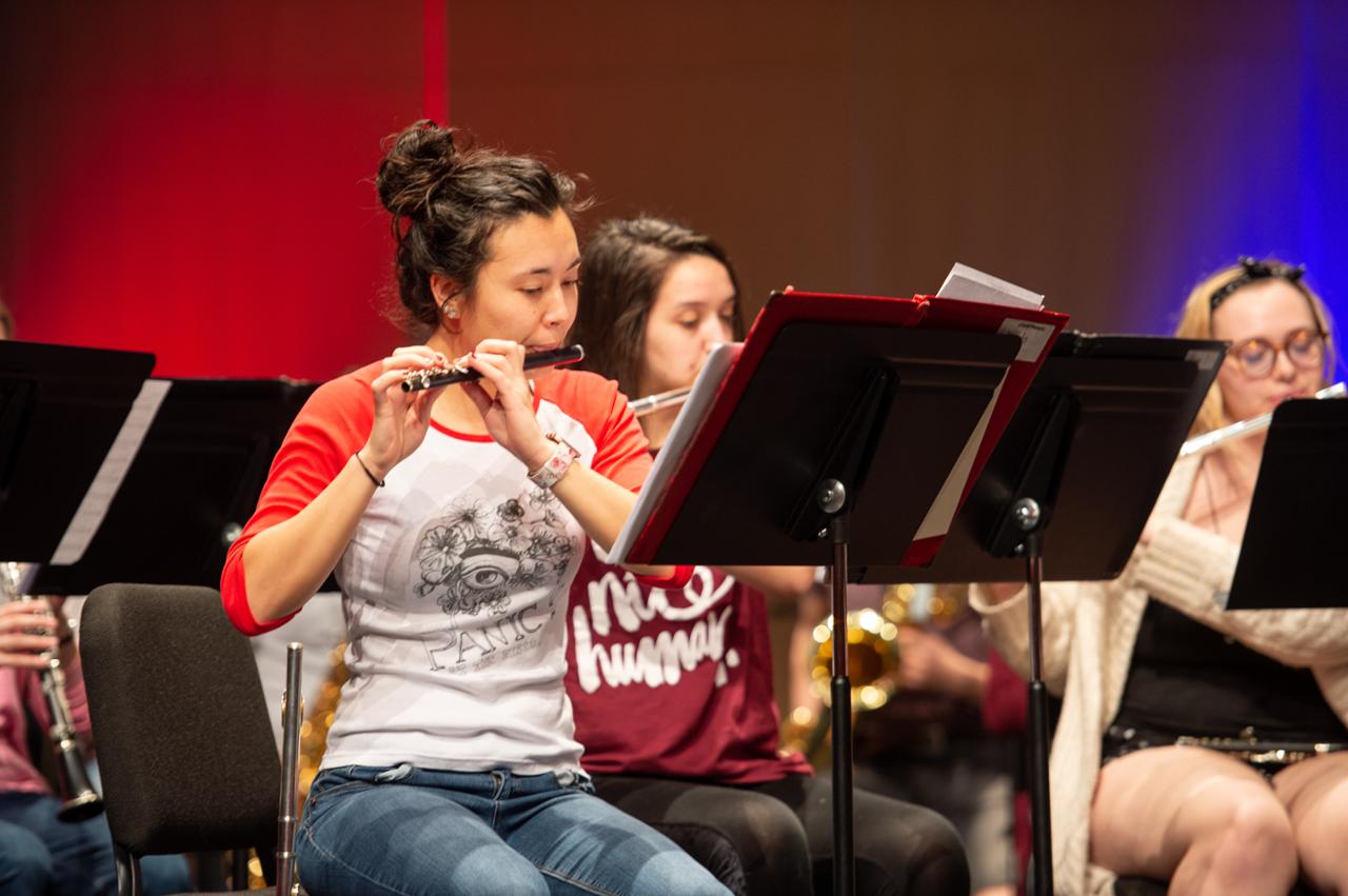 Student playing flute