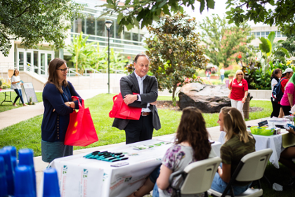 President with students