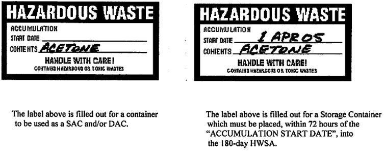 Hazardous Waste Label Example